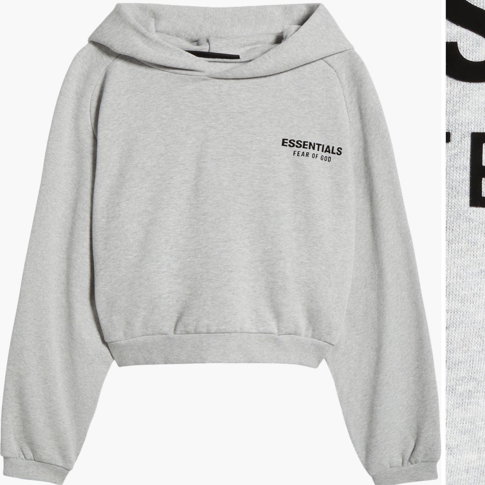 FEAR OF GOD ESSENTIALS COTTON BLEND FLEECE CROP HOODIE